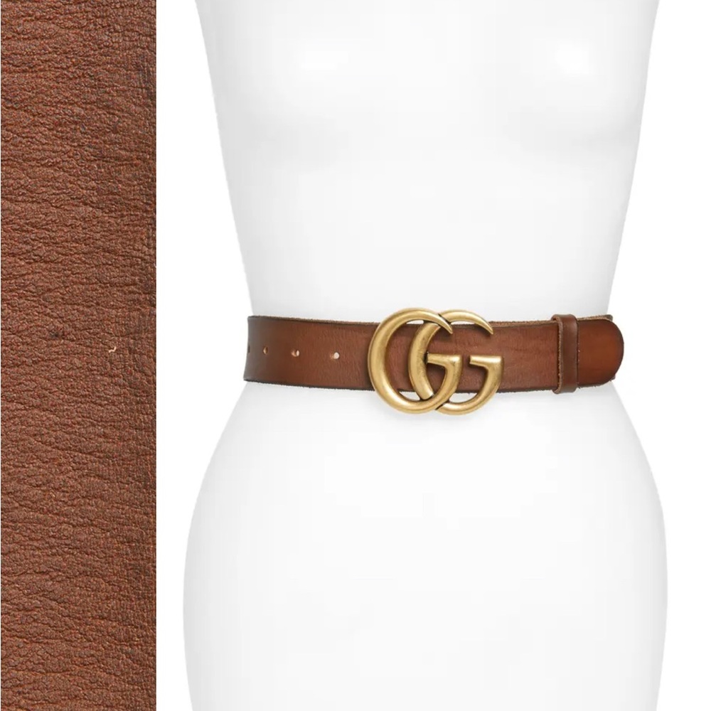 ✅Gucci GG Logo Buckle Leather Belt